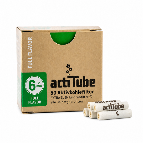 Boîte de 50 filtres à charbon actif actiTube 6 mm Extra Slim Full Flavor