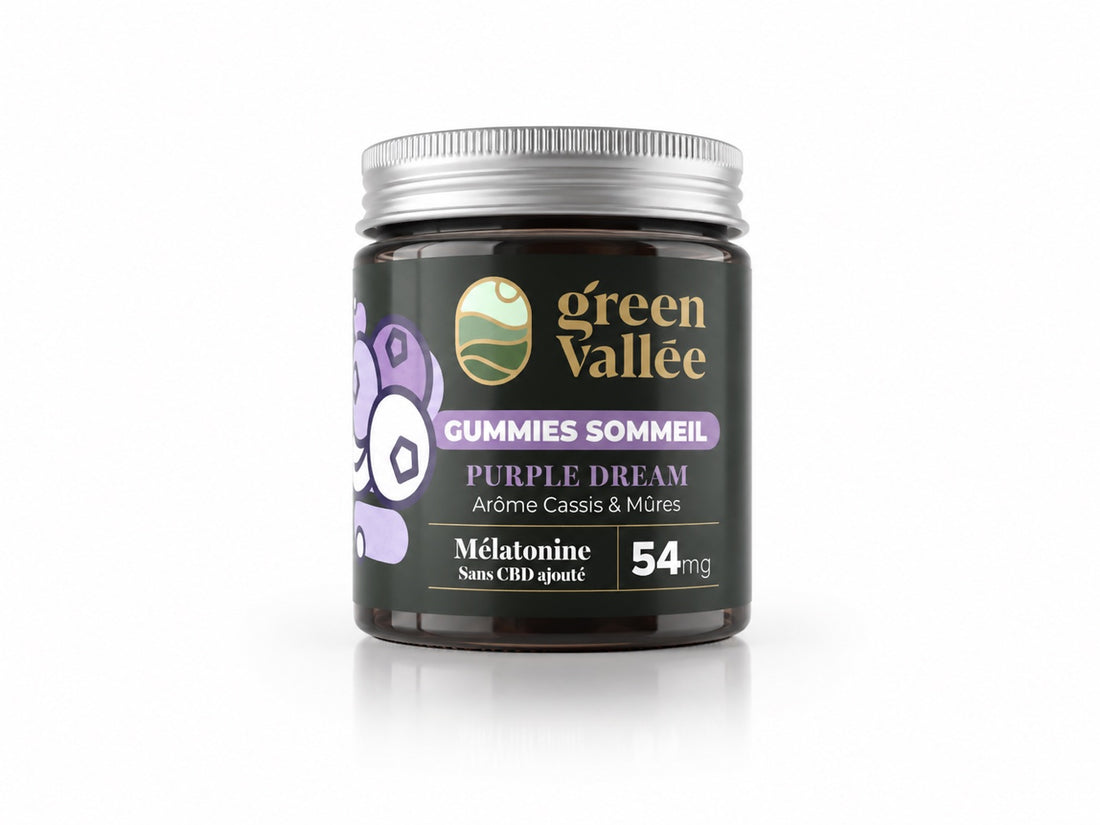 Gummies CBD sommeil Purple Dream mélatonine Green Vallée - pot de 30