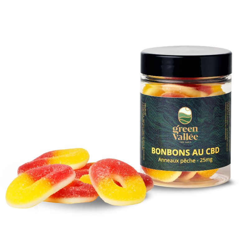 Bonbons au CBD – Pêche - 25 mg - CBD Green Vallée