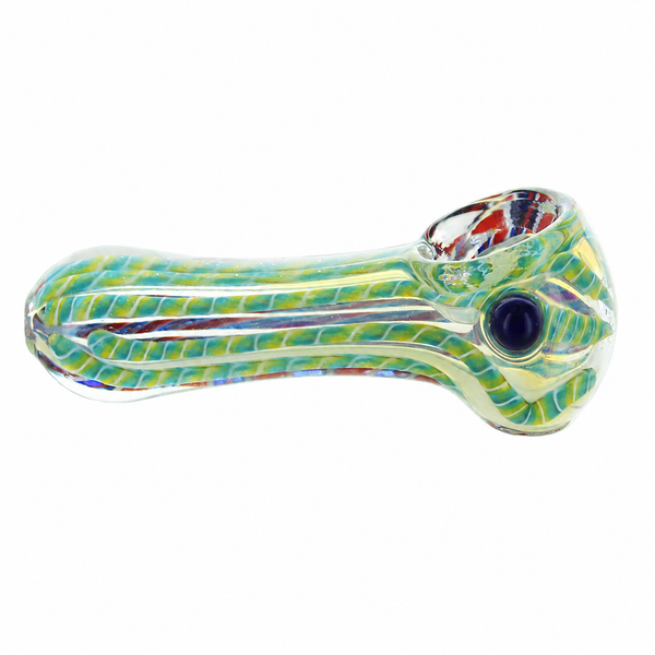 Pipe à main en verre borosilicate travaillé multicolore