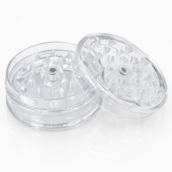 Grinder transparent Green Vallée ouvert – dents crantées et boîte de stockage intégrée