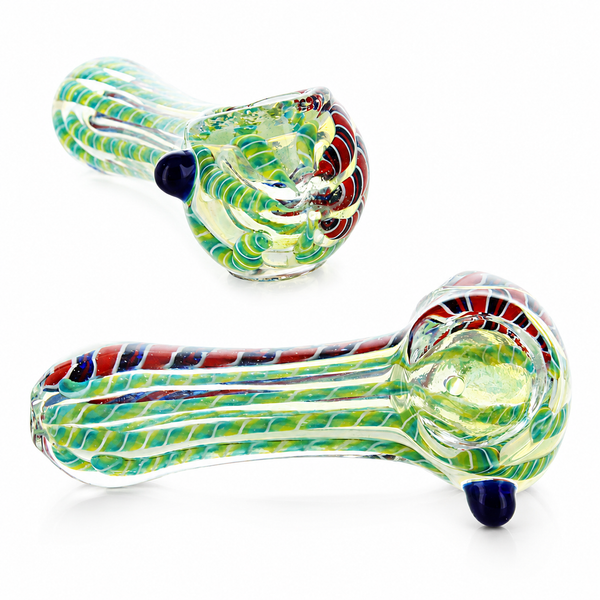 Pipe à main en verre borosilicate travaillé multicolore